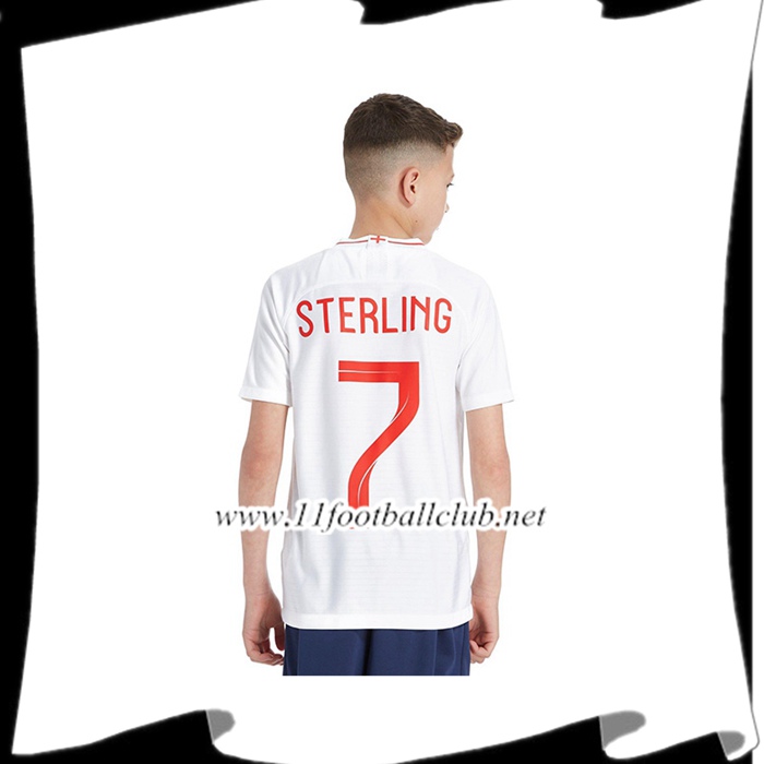 Nouveau Maillot D Équipe De Angleterre Sterling 7 Enfant Domicile Blanc 2018 2019