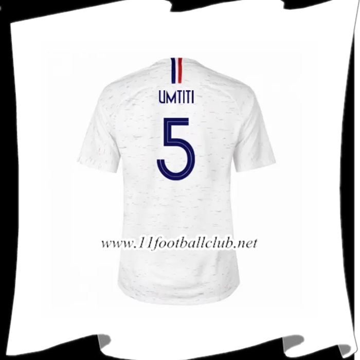 Nouveau Maillot Equipe France Umtiti 5 Exterieur Blanc 2018 2019