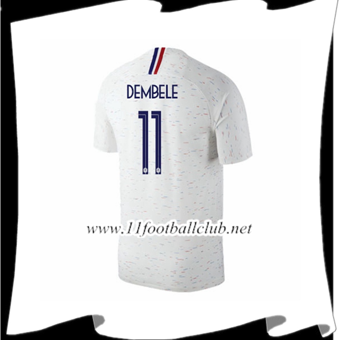 Nouveau Maillot De Foot France Dembele 11 Exterieur Blanc 2018 2019