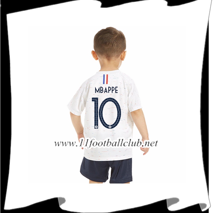 Nouveaux Maillot De Foot De France Mbappe 10 Enfant Exterieur Blanc 2018 2019