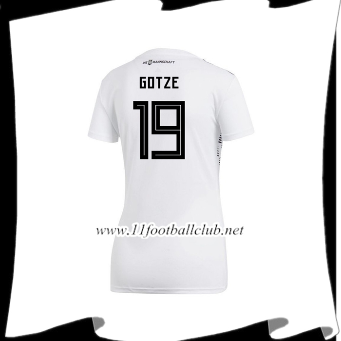 Nouveaux Maillot Football Allemagne GOTZE 19 Femme Domicile Blanc 2018 2019