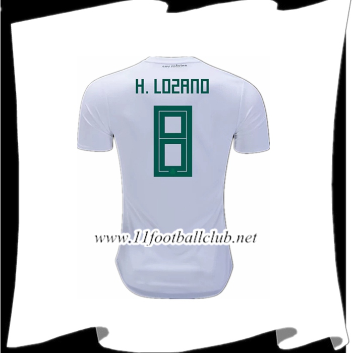 Le Nouveau Maillot De Foot De L Équipe De Mexique Hirving Lozano 8 Exterieur Blanc 2018/2019