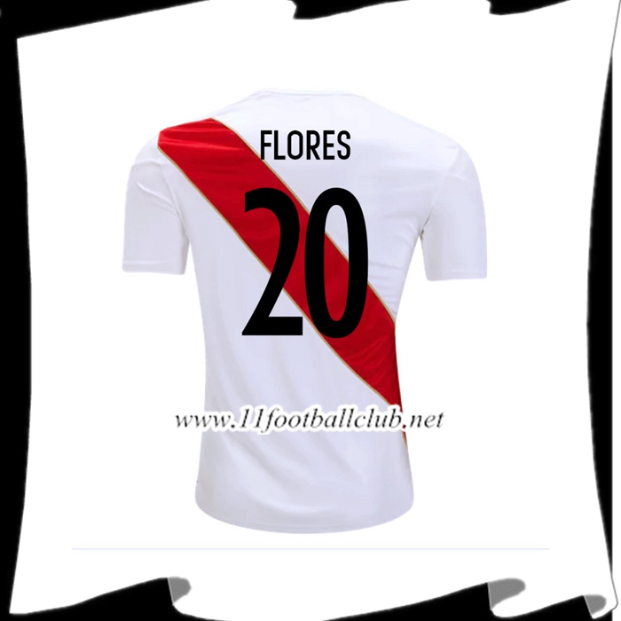 Nouveaux Maillot De L Équipe De Pérou FLORES 20 Exterieur Rouge Et Blanc 2018 2019