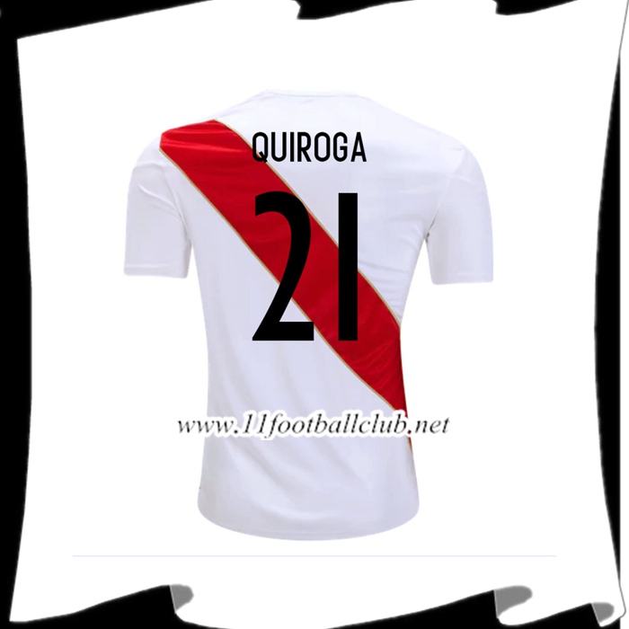 Nouveaux Maillot Equipe Pérou QUIROGA 21 Exterieur Rouge Et Blanc 2018 2019