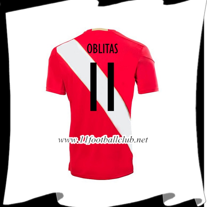 Nouveaux Maillot Equipe Pérou OBLITAS 11 Domicile Blanc Et Rouge 2018 2019