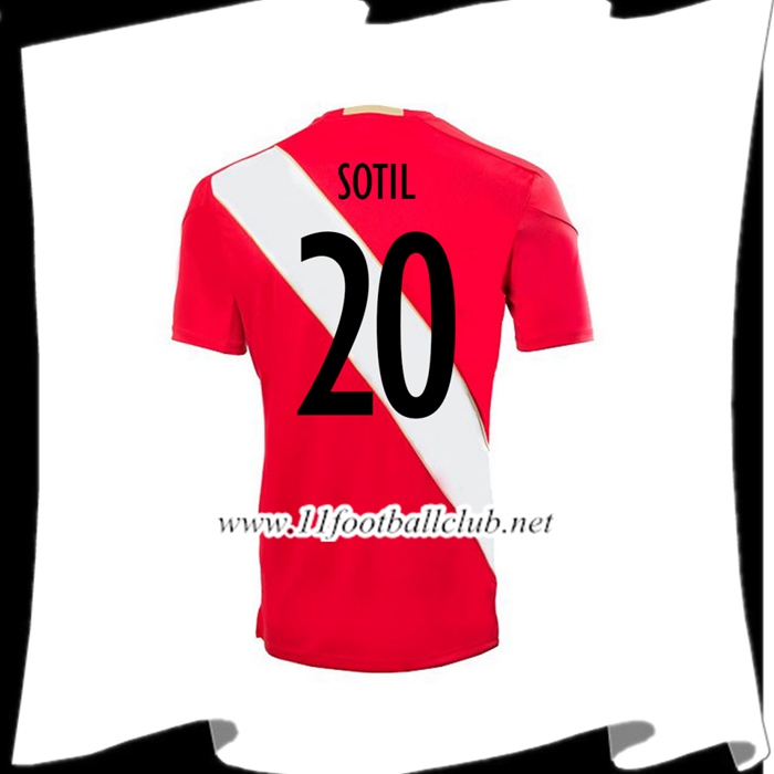 Nouveaux Maillot Equipe De Pérou SOTIL 20 Domicile Blanc Et Rouge 2018 2019