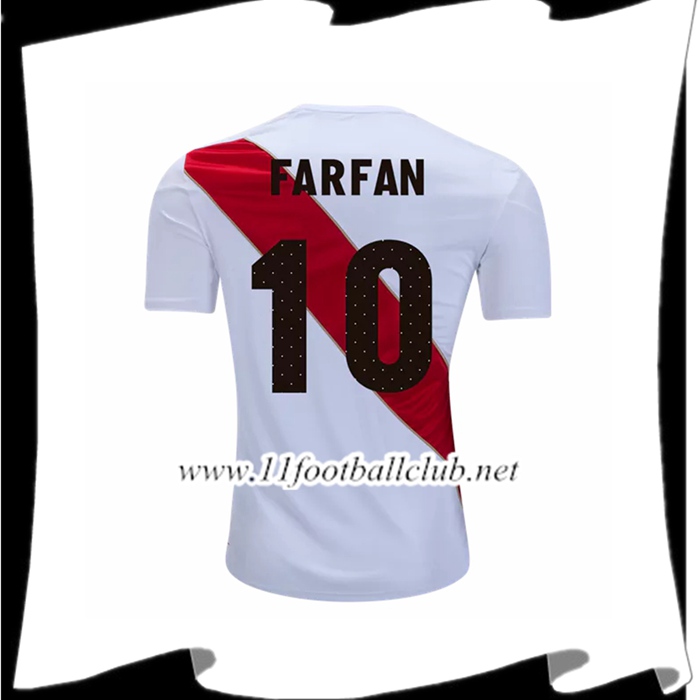 Nouveau Maillot Equipe De Pérou Farfan 10 Domicile Blanc Et Rouge 2018 2019
