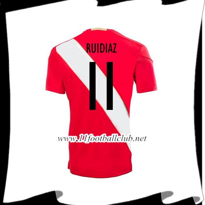 Nouveau Maillot De L Équipe De Pérou RUIDIAZ 11 Domicile Blanc Et Rouge 2018 2019