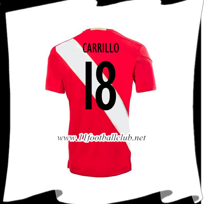 Nouveau Maillot Football Pérou CARRILLO 18 Domicile Blanc Et Rouge 2018 2019