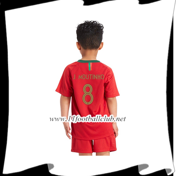 Nouveaux Maillot De Foot Equipe De Portugal J.Moutinho 8 Enfant Domicile Rouge 2018 2019