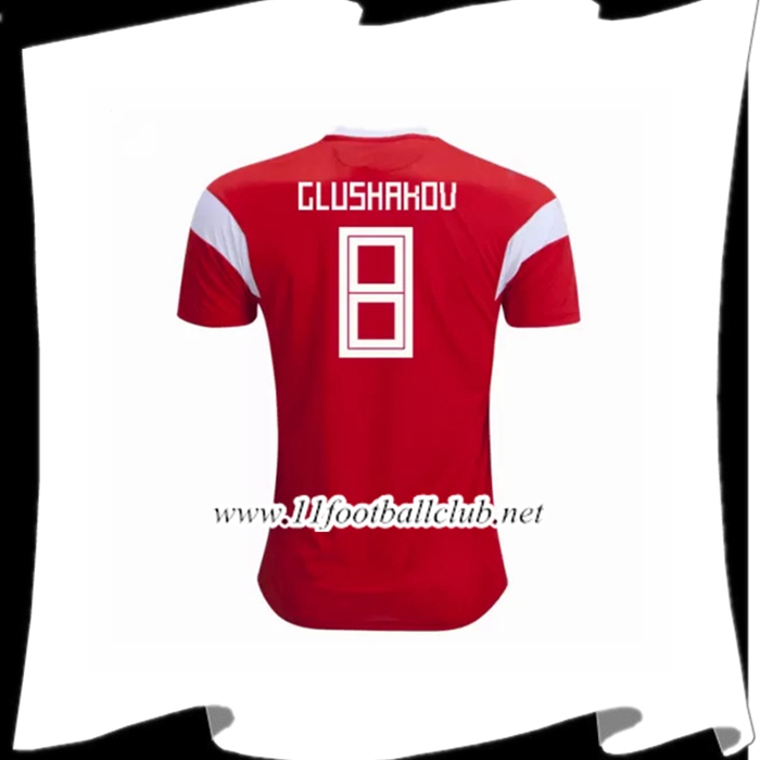 Nouveaux Maillot Football Russie Glushakov 8 Domicile Rouge 2018 2019