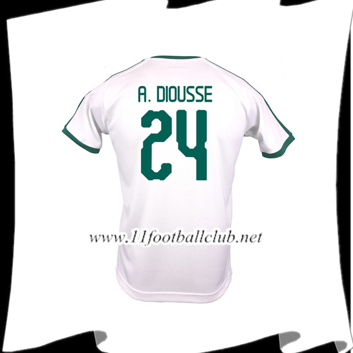 Nouveau Maillot De Foot Sénégal A. DIOUSSE 24 Domicile Blanc 2018 2019