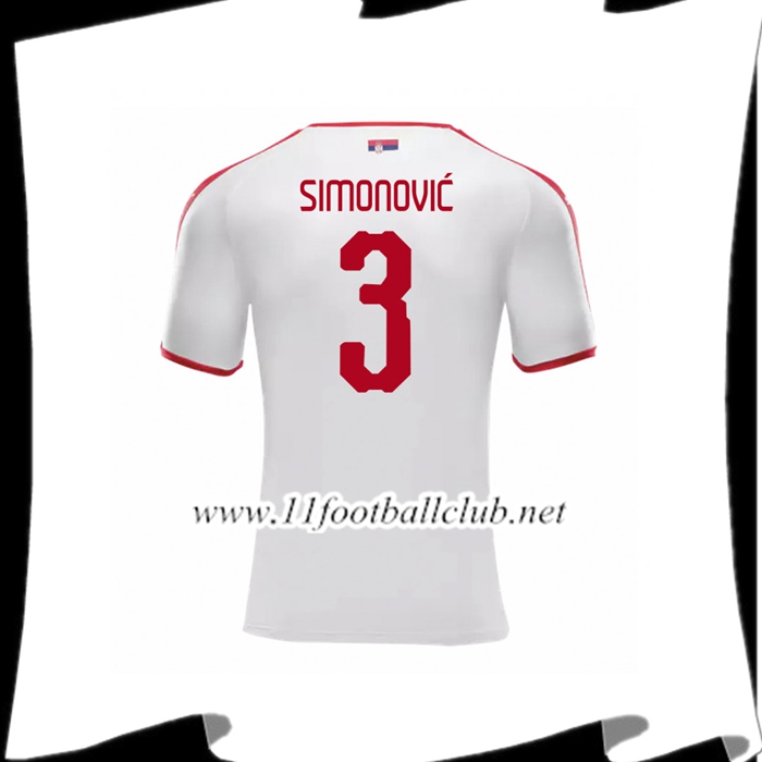 Nouveaux Maillot De Foot Equipe De Serbie SIMONOVIC 3 Exterieur Blanc 2018 2019