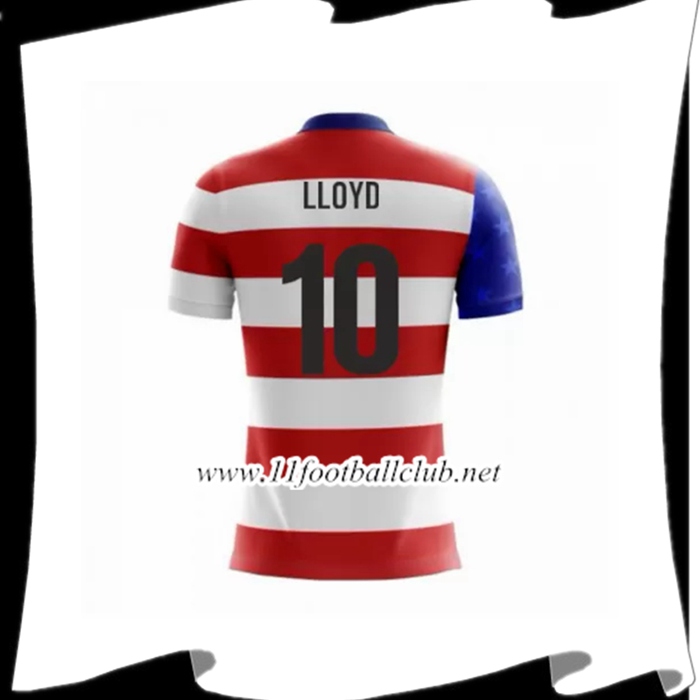 Nouveaux Maillot De Foot De L Équipe De Etats-Unis Lloyd 10 Domicile Blanc/Bleu/Rouge 2018 2019
