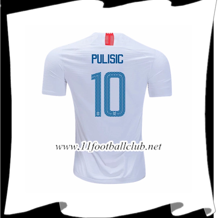 Nouveaux Maillot Foot Equipe De Etats-Unis Pulisic 10 Domicile Blanc/Bleu/Rouge 2018 2019