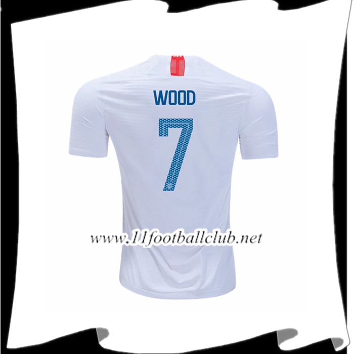 Nouveau Maillot De Foot Equipe De Etats-Unis Bobby Wood 7 Domicile Blanc/Bleu/Rouge 2018 2019
