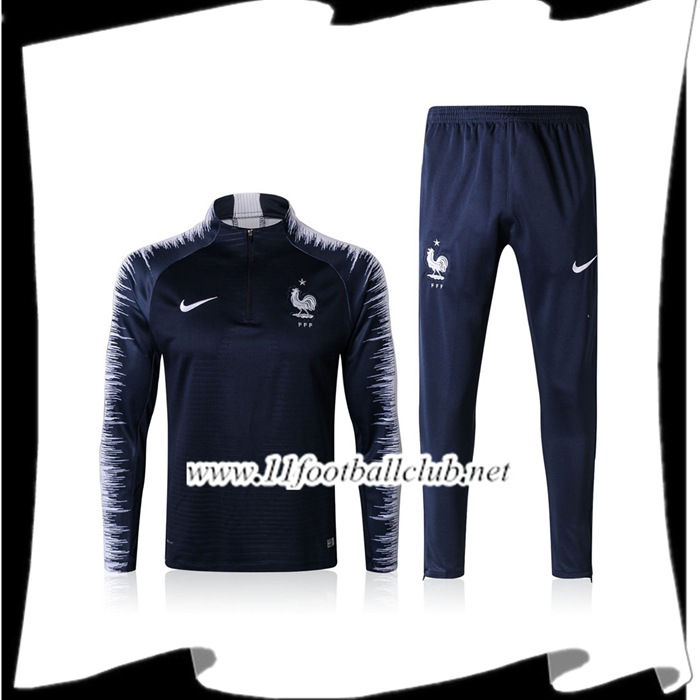 Le Nouveaux Survetement de Foot France Bleu Marine/Blanc Ensemble 2017/2018 Authentic