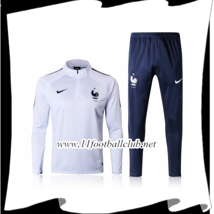Le Nouveau Survetement de Foot France Blanc Ensemble 2017/2018 Personnalisé