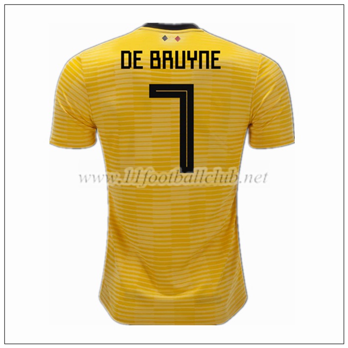 Nouveau Maillot De Foot Belgique DE BRUYNE 7 Exterieur Jaune 2018/19