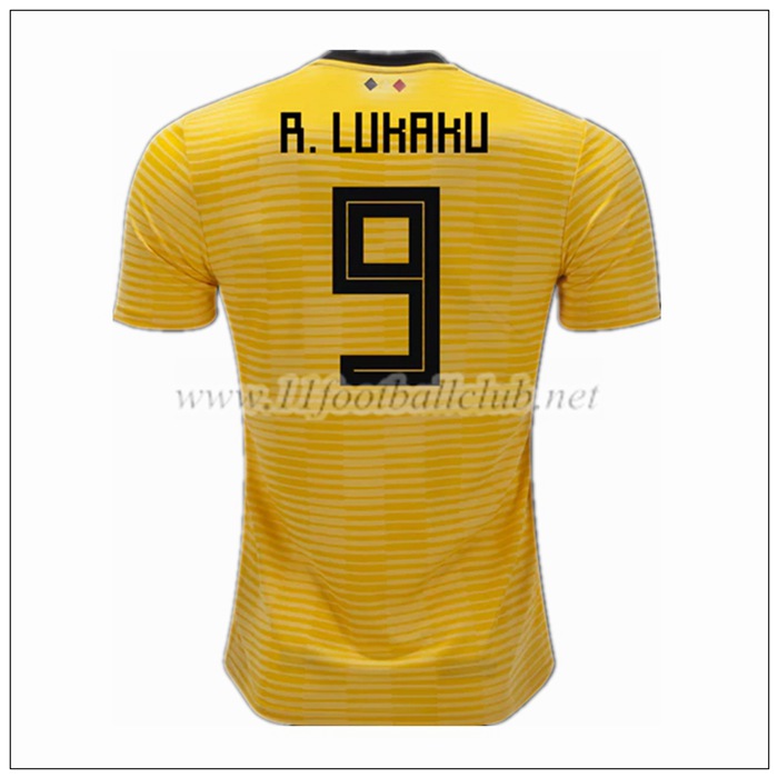 Nouveaux Maillot De La Belgique R. LUKAKU 9 Exterieur Jaune 2018/19