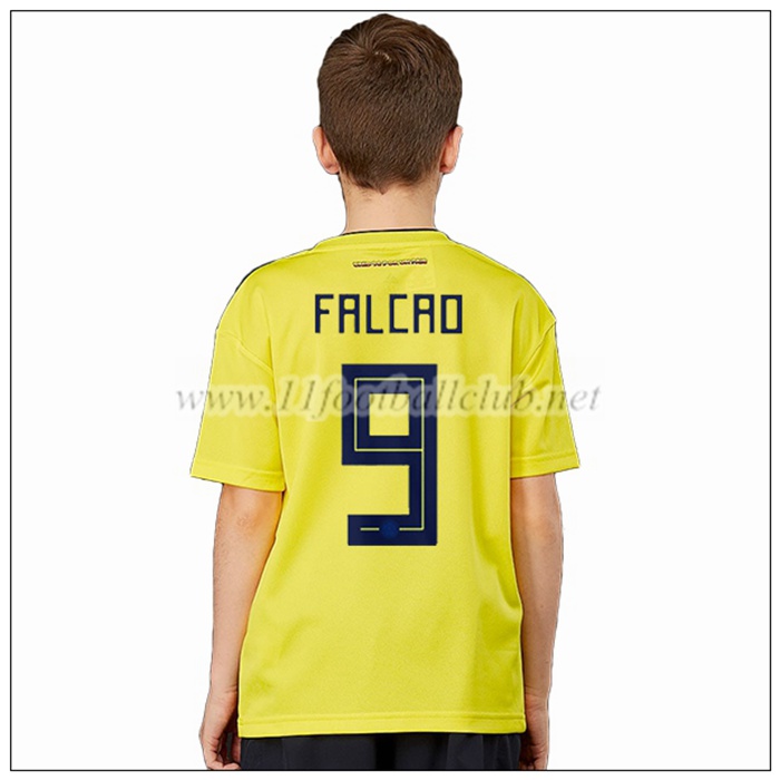 Nouveau Maillot Equipe Colombie Falcao 9 Enfant Domicile Jaune 2018/19