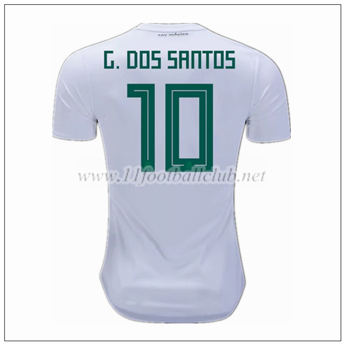 Nouveau Maillot Equipe Mexique G.dos Santos 10 Exterieur Blanc 2018/19