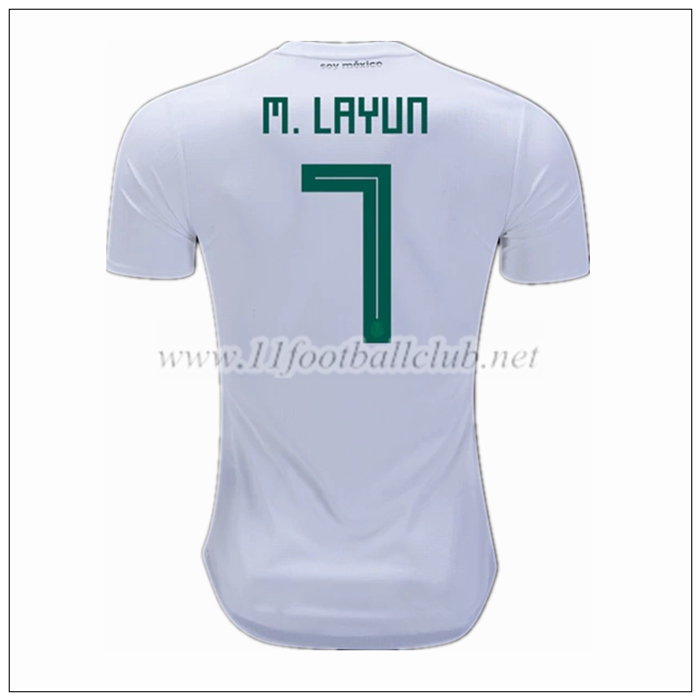 Nouveaux Maillot D Équipe De Mexique Miguel Layun 7 Exterieur Blanc 2018/19