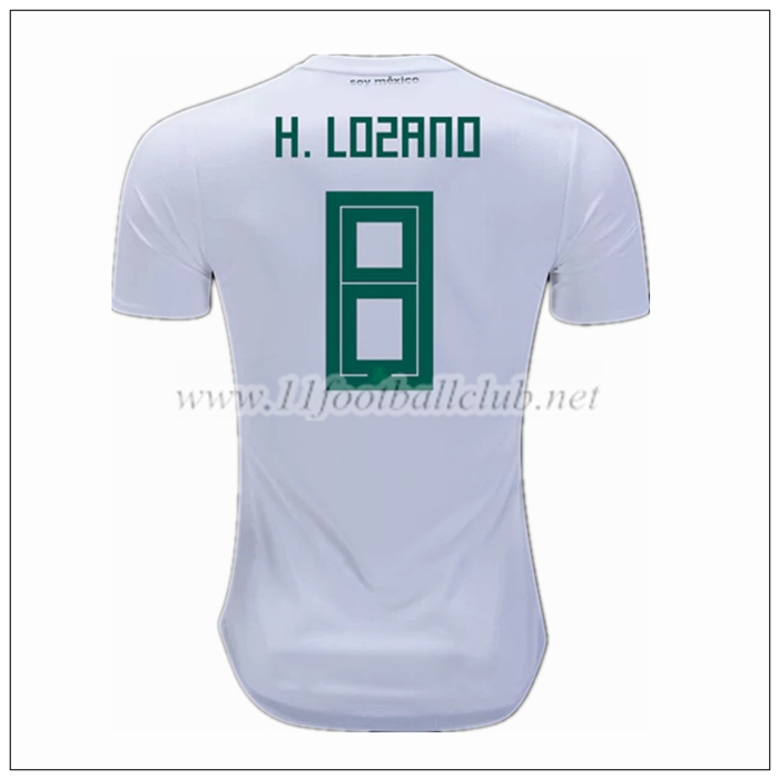 Nouveau Maillot De Foot De L Équipe De Mexique Hirving Lozano 8 Exterieur Blanc 2018/19