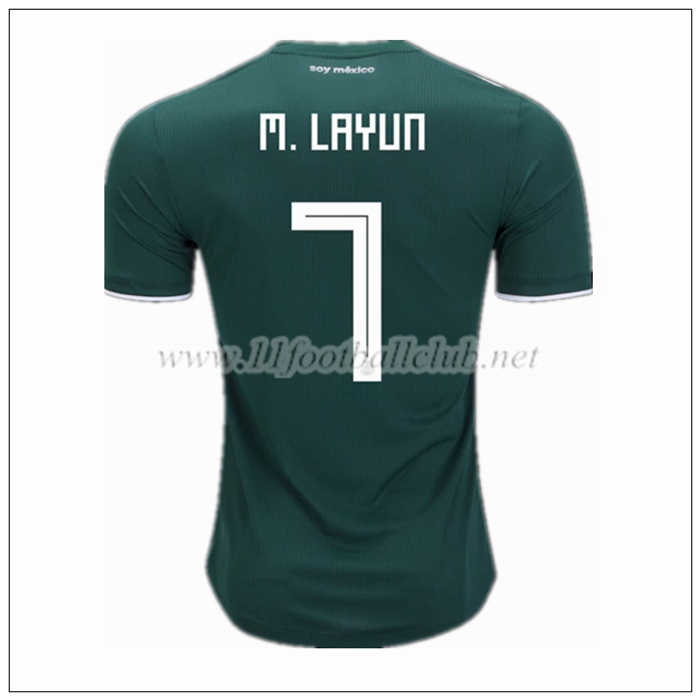 Nouveau Maillot Football Mexique Miguel Layon 7 Domicile Vert 2018/19