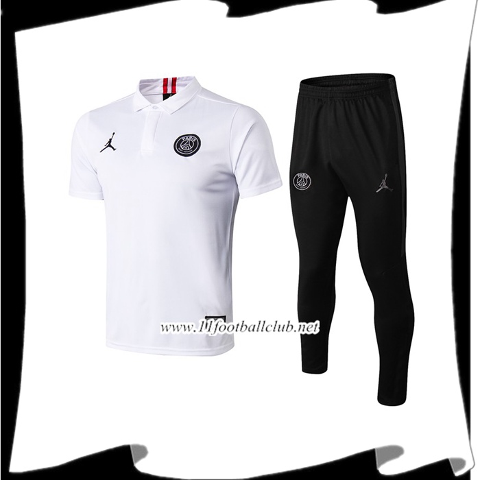 Le Nouveau Ensemble Polo Paris PSG Jordan + Pantalon Blanc 2019/2020 Personnalisé