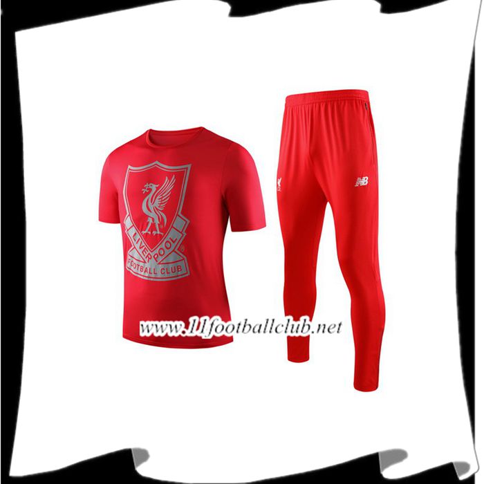 Le Nouveau Ensemble Training T-Shirts Liverpool Enfant + Pantalon Rouge 2019/2020 Vintage