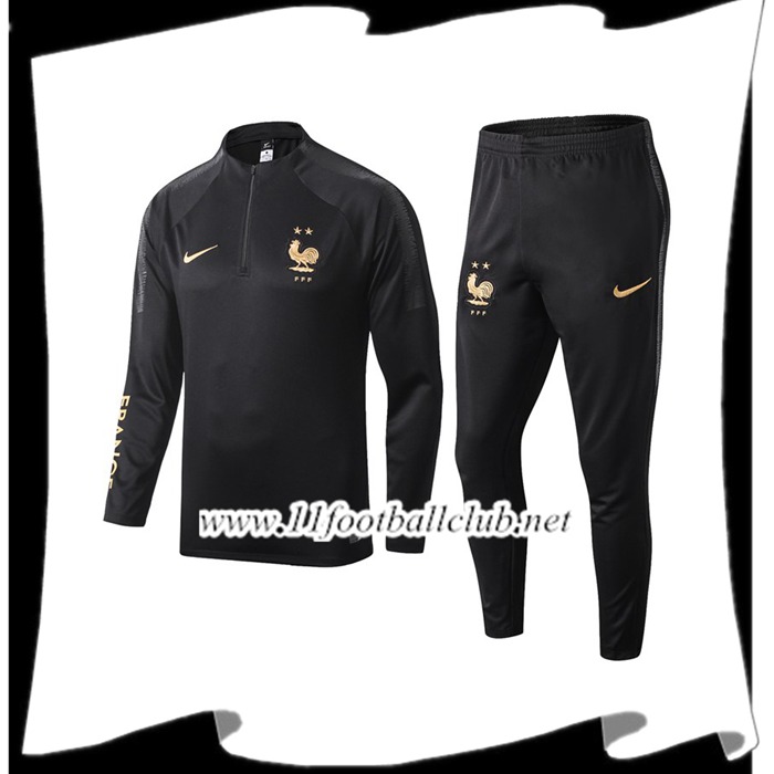 Le Nouveaux Ensemble Survetement de Foot France Noir 2019/2020 Floqué