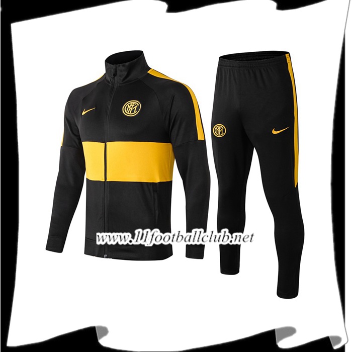 Le Nouveau Ensemble Veste Survetement Inter Milan Noir/Jaune 2019/2020 Vintage