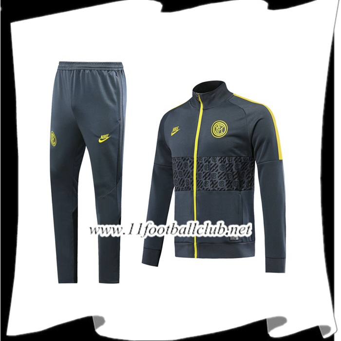 Le Nouveaux Ensemble Veste Survetement de Foot Inter Milan Gris 2019/2020 Junior