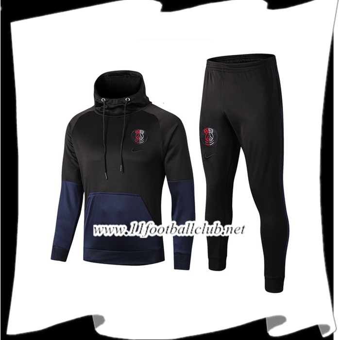 Le Nouveau Veste A Capuche Survetement Foot PSG Jordan Noir/Bleu 2019/2020 Vintage