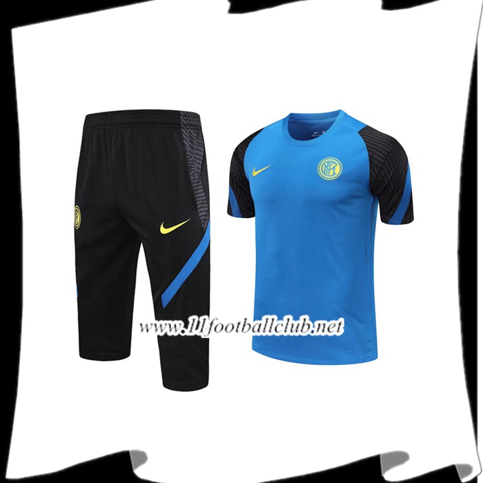 Le Nouveaux Ensemble Training T-Shirts Inter Milan + Pantalon 3/4 Bleu 2020/2021