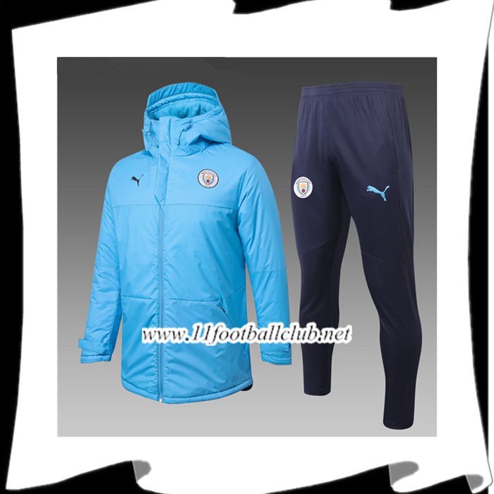 Le Nouveau Doudoune Foot Manchester City Bleu + Pantalon 2020/2021