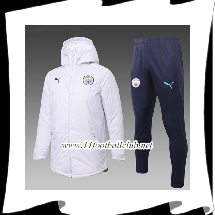 Le Nouveaux Doudoune Foot Manchester City Blanc + Pantalon 2020/2021