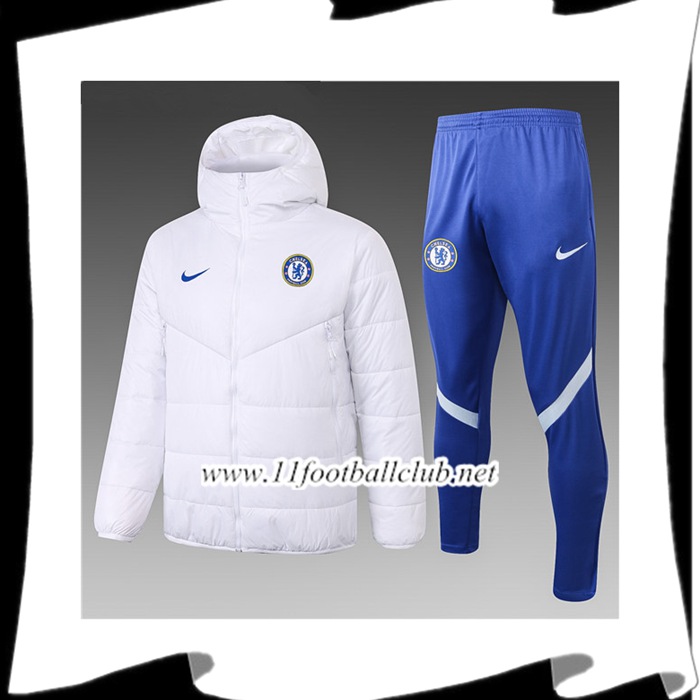Le Nouveaux Doudoune Foot FC Chelsea Blanc + Pantalon 2020/2021